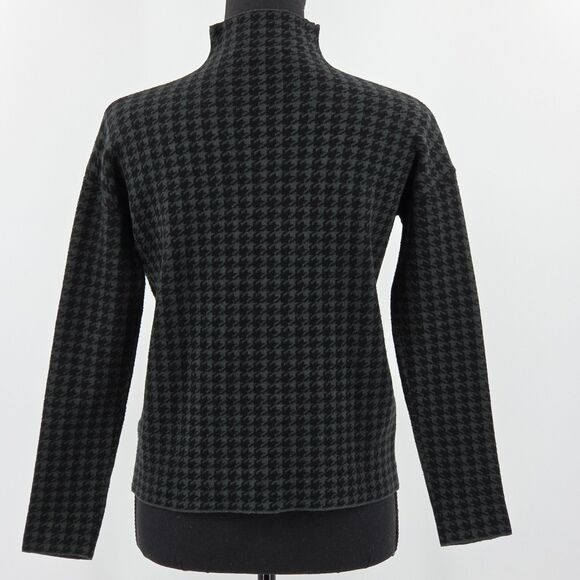 Tahari Funnel Neck Sweater Womens Size XS Green Houndstooth Fall Winter Academia - Picture 2 of 6